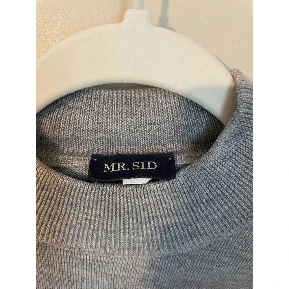 Mr. Sid Mens Size L Gray Wool Silk Cashmere Mock Neck Sweater Made in Italy